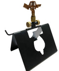 Serious Rooftop Fire Defense Sprinkler System That Stops Wildfire Embers Cold With Massive Coverage For 3300 Square Feet To Keep Your Property Safe From The Flames With Compact Tucks Away Design That Fits Almost Any Roof And Is Truly A Real Flame, featuring a bronze nozzle and adjustable base.