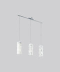 Bayman 3 Light Pendant Light With Dimmable LED Ceiling Fixture For Kitchen Island Hallway And Dining Room In White Silver Finish Adjustable Hanging Height Slick Modern Chrome Glass Detailing Heavy Duty Steel Build