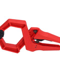 Heavy Duty One Hand Spring Clamp For Woodworking And Carpentry Shop Projects Quick Release ABS plastic jaw grip tool side view.