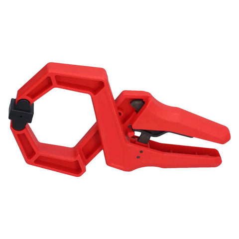 Heavy Duty One Hand Spring Clamp For Woodworking And Carpentry Shop Projects Quick Release ABS plastic jaw grip tool side view.