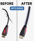 Before and after with XL 20 Feet Heavy Duty Pet Cord Protector For Tough Chewers Dogs And Cats Keeps Them From Chewing Insulated Wires