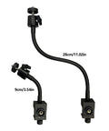 Flex Gooseneck C Clamp With 1/4-20 Threads, 360 Degree Rotation, showing two adjustable arm lengths of 9cm and 28cm