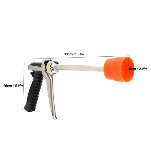 Beefy Zinc Alloy Sprayer Wand With Long Rod High Pressure Water Spray, 30cm length, orange nozzle, for car wash and garden use
