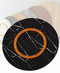 Heavy Duty 27 Inch Lazy Susan Turntable Smooth Spinning Solid Wood Rotating Serving Tray For Kitchen And Dining Room with black marble finish.