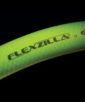 Swivel Ball End Air Hose 3/8 In X 2 Ft Hybrid Polymer Beefy Lightweight And Heavy Duty All Weather Flexible -40 To 140F Kink-Resistant Coils Flat With Zero Memory 1/4 In MNPT Ball Swivel To 1/4 In FNPT Ends ZillaGreen green Flexzilla hose close-up