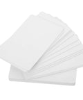Twenty Premium White Pvc Id Card Blanks Standard Cr80 Profile Designed For Instant Double Sided Direct Printing And Fast Heat Lamination Fits Any Desktop Badge Printer Dead Simple Setup And Hella Durable Build stacked showing smooth white surface.