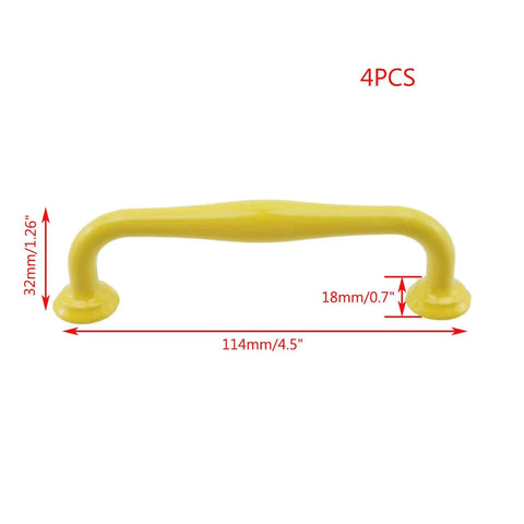 Bright Yellow Cabinet Pulls Set Of Four Heavy Duty Aluminum Alloy Handles With Reliable 3.78 Inch Hole Centers showing 4.5 inch handle size.