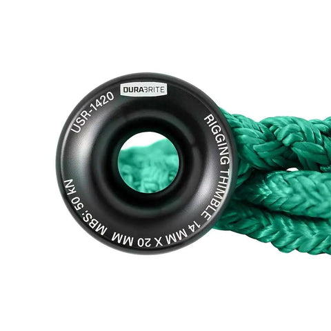 Arborist Rigging Sling Three Quarter Inch, 10 Ft Adjustable Block With Aluminum Ring, Green 12 Strand Polyester, USA Made