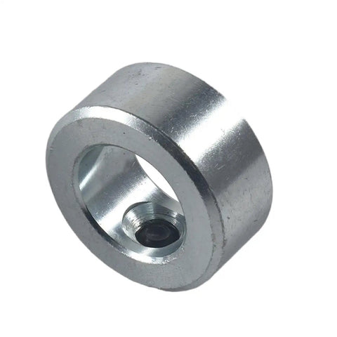 Close-up of a metal shaft collar, part of the Galvanized Jackshaft Kit For Go Karts And Mini Bikes Three Quarters Inch By Ten Inch Fits 40 41 420 Chains