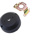 90 Degree Angled Marine Helm Bezel Kit For Steering Wheel Universal Rudder Fit with black plastic and metal plate, compact design.