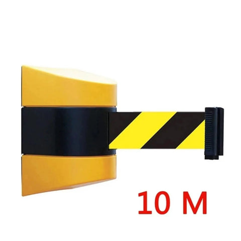 Wall Mounted Retractable Safety Belt With Slick Quick Deploy Mechanism And Tough As Nails Yellow Black Caution Tape For Smooth Crowd Control And Solid Area Separation Keeping Folks In Check With Zero Hassle