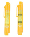 Hanging for spirit Level 2-Pack with Molded Hook in bright yellow, compact size, includes level bubbles for precise alignment.