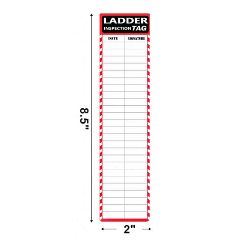 Kickass Ladder Inspection Labels And Heavy Duty Self Adhesive Red Safety Stickers 50 Pack 8.5 By 2 Inch Step Maintenance Tracking Tags For Jobsites And Hard Hat Zones