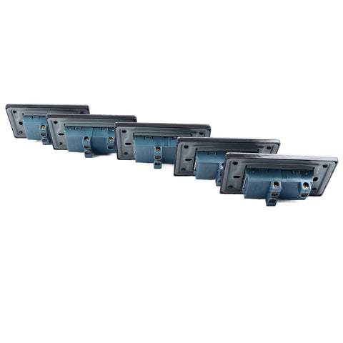 Solid Stainless Steel Wall Outlets Heavy Duty Ten Piece Electrical Sockets For Home And Office slick design shown in a row.