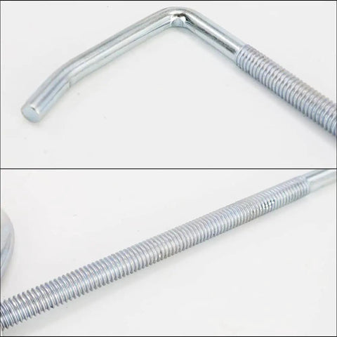 Zinc plated threaded portion of 2.5 Inch Universal Exhaust Clamp With Hanger For Cars And Rigs, Heavy Duty Muffler Pipe Repair Bracket.
