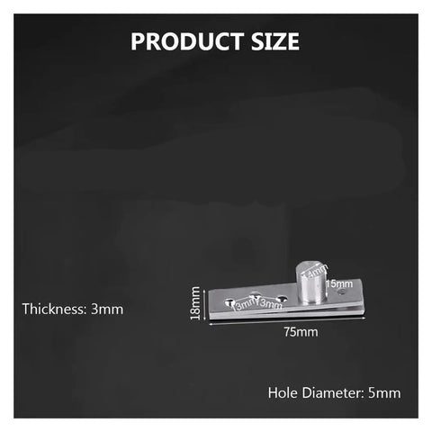 Dimensions of Stainless Steel Hidden Pivot Door And Cabinet Hinge With 360 Degree Rotation Axis, Includes Location Shaft
