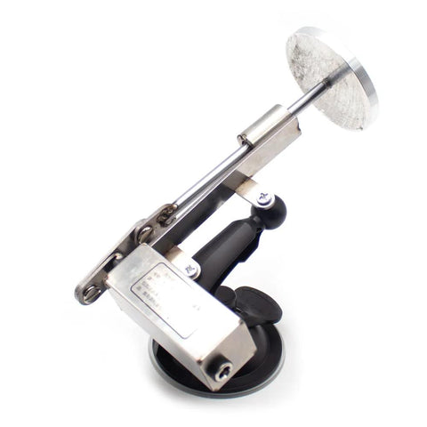 Beefy Mini Telescopic Linear Actuator with 60mm aluminum plate, 39mm stroke, 12V motor, stainless steel mechanism, suction cup side view