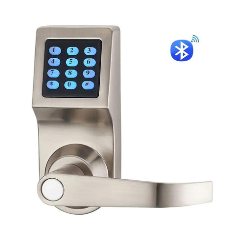 D6300 Bluetooth Digital Door Lock Satin Nickel With Card, Code, Key, And App Access, Backlit Keypad, Alexa Compatible