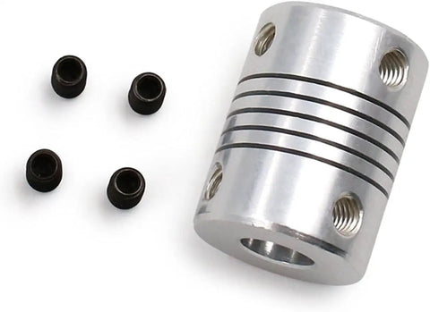 Dope Aluminum Shaft Connector Flexible Coupling 5x8mm Jaw Fit For CNC Motor Encoder Lead Screws Light Duty Machine Tools OD 19x25, silver