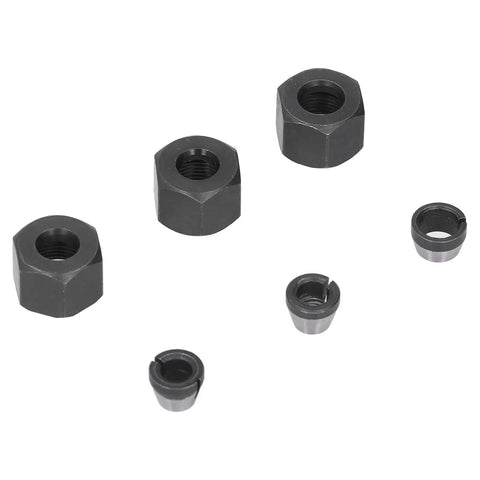Six Pack 1/4 to 1/8 Collet Adapters for CNC Lathe, Router, and Milling Cutters, Must Have Collet Adapter Kit with Screws and Nuts