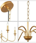 Gold 6 Light Candle Chandelier With Dope Modern Brass Farmhouse Vibe Wrought Iron Ceiling Pendant Light Fixture details