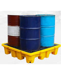 43L Yellow Spill Containment Pallet With Drain For Garage And Warehouse Heavy Duty Stackable HDPE Oil Drum Tray Drip Pan