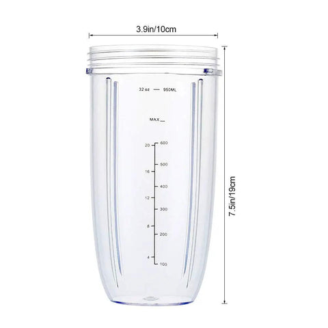 32 Oz Replacement Cups Set For High Speed Blenders With Measuring Scale And 2 Rubber Gaskets, Includes Four BPA Free Cups