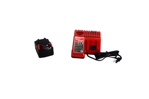 Battle Tested 18 Volt Cordless Impact Wrench With Half Inch Friction Ring Drive And Variable Speed Trigger charging kit with battery and charger.