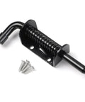 Heavy Duty Sliding Bolt Latch Featuring Spring Loaded Pin Crafted From Premium 304 Stainless Steel with black finish and screws.