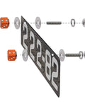 Exploded view of Dice License Plate Screws Set Aluminum Alloy Decorative Fasteners For Cars Motorcycles And Trucks Bolt Frame Mounting Kit Orange 4 Pcs with components
