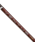 Top Shelf Mid Launch Golf Shaft Featuring Velocore Core Design For Meat The Ball Feel Tight Shot Patterns And Crisp Centered Hits With Standard Adapter Grip, angled view of the red shaft.