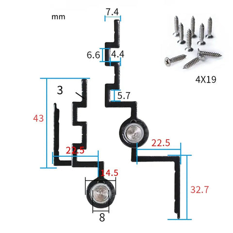 Heavy Duty Aluminum Alloy Casement Sliding Window Hinges For Cabinets Closets For Furniture Doors with screws and dimensions shown