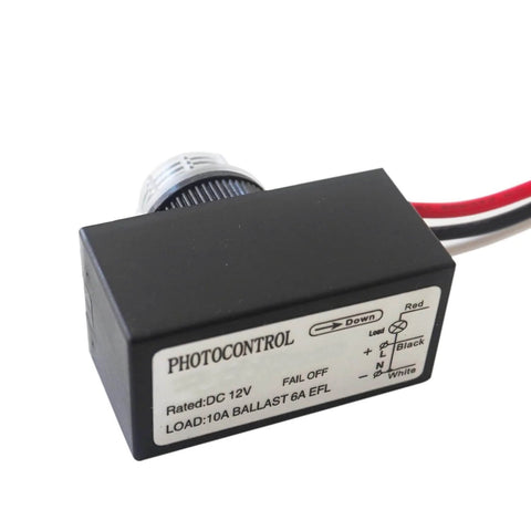 Auto On Off Dusk To Dawn Photoelectric Sensor Switch 12V DC 10A Outdoor Lighting Control for garden and street lights, close-up