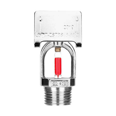 Heavy Duty Fire Sprinkler Head 5 Pack 68C 155F Automatic Temperature Trigger Glass Bulb showing chrome finish and red glass bulb