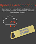 Gold Virus Removal USB Stick for Windows PCs, Unlimited Use Up to Five Laptops or Desktops for Two Years shown with automatic updates text