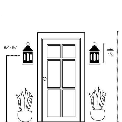 Front door setup with Inglenook Tiffany Style Outdoor Wall Sconce, 1 Light, Classic Geometric Mission Design in Valiant Bronze shown on sides.