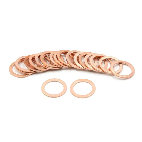 13mm Inner Diameter Copper Flat Washers 20 Pack For Automotive Engine Sump Plug Sealing Gaskets Rings High Heat Resistant
