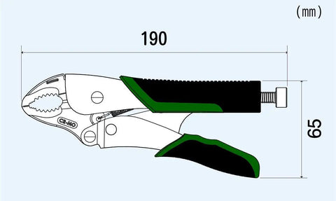 Diagram of 7.5 Inch Screw Removal Locking Pliers For Stripped Screws PZ65 With Quick Release And Secure Grip in black and green