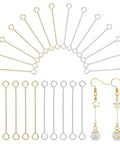 100 Pcs 25mm Brass Eye Pins Open Eye Pins 26 Gauge Double Sided Gold Silver Jewelry Findings For Diy Earrings Necklaces Bracelets Craft Making Durable Brass Construction For Beadwork And Jewelry Projects. assorted brass eye pins for DIY earrings and bead charms