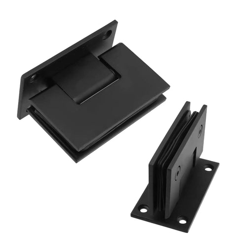 Two Pack 90 Degree Glass Shower Door Hinges For 8 To 12mm Tempered Glass, Built Tough Stainless Steel Replacement, Black Finish