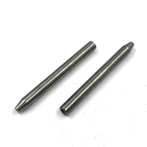 Two tungsten waterjet focusing tubes, metal cylindrical nozzles with conical tips