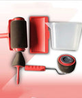 Pro Heavy Duty Diy Paint Roller Brush Set With Flocked Edger Tool and Leak Proof Paint Tray, includes roller, edger, and tray.