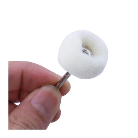 Premium Wool Polishing Wheels With 25mm Diameter And 3mm Shank For Rocking Car Detailing Jobs super soft buffer held in hand