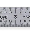 Six Inch Steel Rule With Satin Chrome Finish For Pro Grade Precision, Tempered Stainless Steel Construction, front view showing graduations