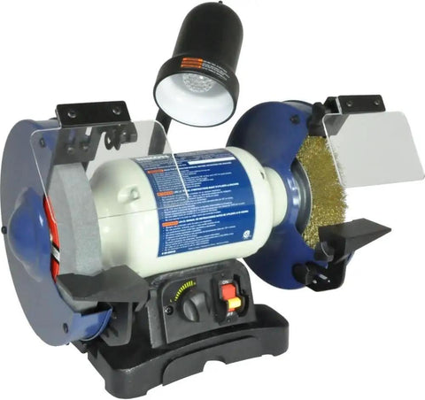 8 Inch Bench Grinder Featuring A Beast Mode 3/4 Hp Variable Speed Motor And Bulletproof Cast Iron Base for grinding and polishing.