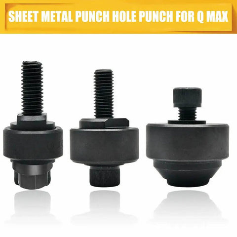 30mm Sheet Metal Punch Tool With Hexagon Hole Cutter for metal sheets, heavy duty burr-free holes, shown in three-piece set.