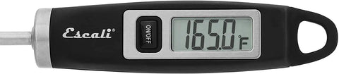 Gourmet Digital Meat Thermometer With Extra Long Probe For Precision Cooking, NSF Certified, Black, digital display showing 165°F