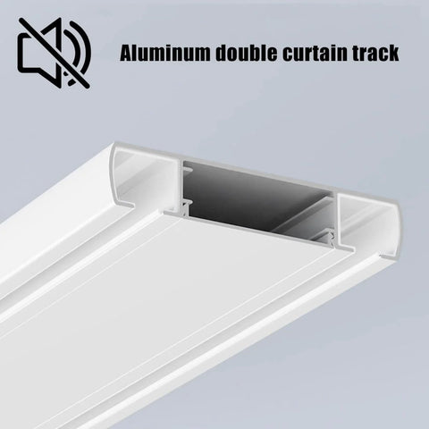 Heavy Duty Double Track Curtain Rail Kit 2.5ft Silent Ceiling Track System With Accessories Easy Install Black Finish Adjustable From 2.2 To 19.7 Feet For Modern Home Decor
