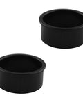 Two black aluminum 24-22mm reducing sleeves for bicycles; central-axis adapters, shown from front and angled views.