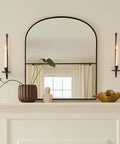 Super Rock Solid Iron Wall Candle Sconces Set Of Two Matte Black Metal Hanging Mount for modern farmhouse decor above mirror.